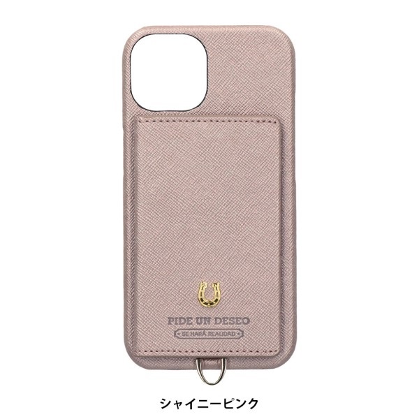 PEDIR(ペディール) シルエット iPhone13.14対応 カードポケット付 スマホケース(背面型) マークス(シャイニーピンク)