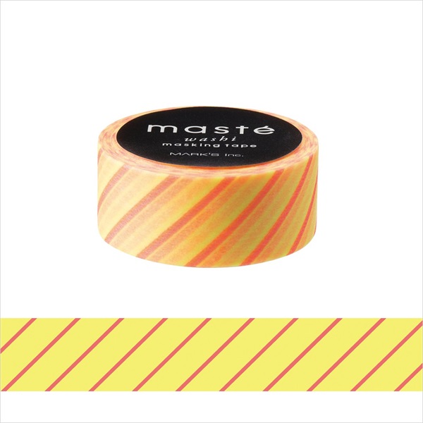 マステ マスキングテープ 1巻 マスキングテープ ベーシック マステ ネオンライトイエロー ストライプ マークス マークス公式通販