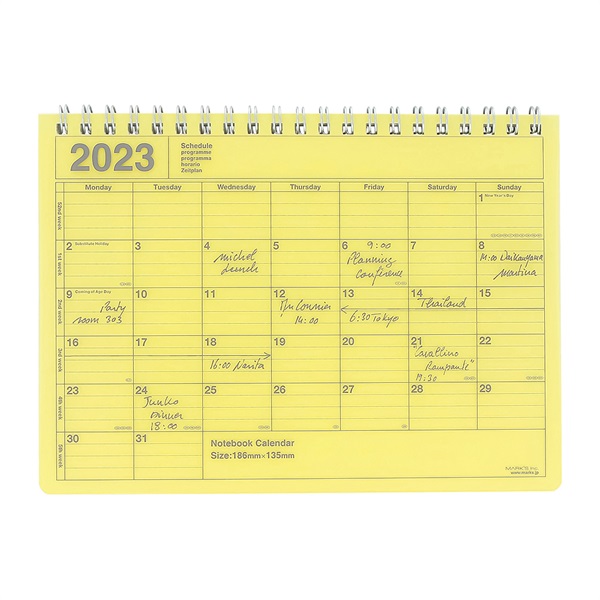 マークス 手帳 2023 スケジュール帳 1月始まり 月間ブロック S ノートブックカレンダー