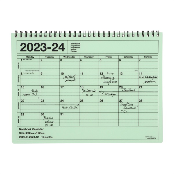 直営店限定】マークス 手帳 2024 スケジュール帳 2023年9月始まり 月間ブロック B5変型 ノートブックカレンダー・M マークス公式通販