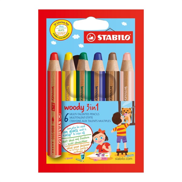 STABILO スタビロ ウッディ 6色セット 色鉛筆 10mm マルチ色鉛筆